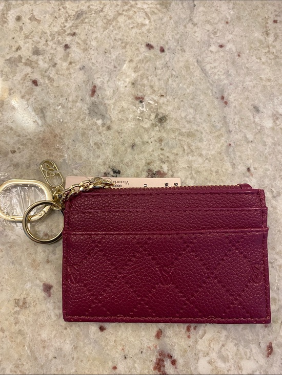 Victoria's Secret Handbags - Victoria's Secret Burgundy zippered Card Holder Keychain bagcharm NWT